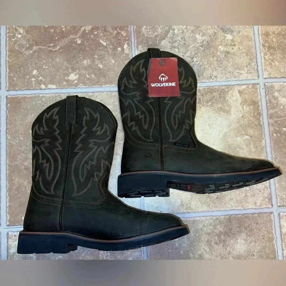 NWT WOLVERINE WELLINGTON W10702 BROWN WORK  BOOTS - STEEL TOE - SIZE USA MEN 12M